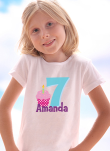 girls 7th birthday cupcake t-shirt