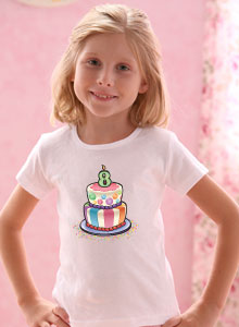 birthday cake cartoon-style t-shirt