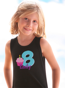 girls 8th birthday cupcake t-shirt