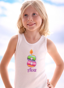 age eight rainbow candle t-shirt