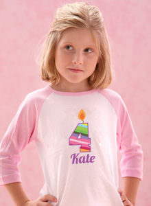 age four rainbow candle t-shirt