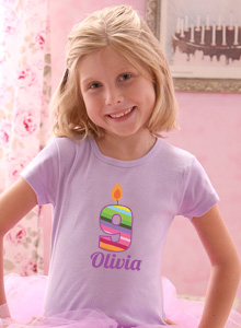 age nine rainbow candle t-shirt