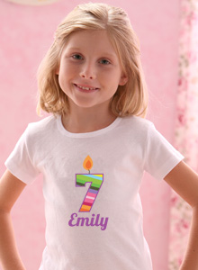 age seven rainbow candle t-shirt