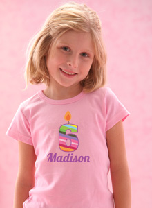 age six rainbow candle t-shirt