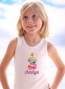 age three rainbow candle t-shirt