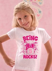 being 5 rocks with drums t-shirt