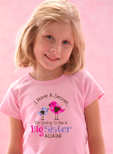 girls i have a secret bigger sister t-shirt with birds