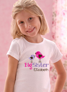 girls big sister birds shirt