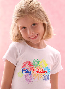 printed big sister fireworks t-shirt