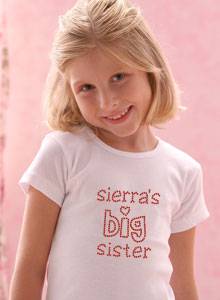 Pink Watercolor Hearts Big Sister Name Monogram Toddler T-shirt