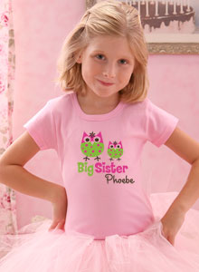 sister with owls shirt