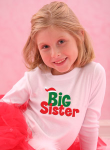 girls big sister santa t-shirt