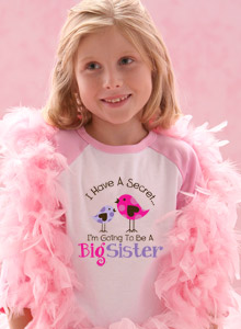 girls i have a secret big sister t-shirt with birds