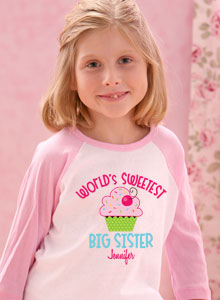 bigger sister monkey with name t-shirt