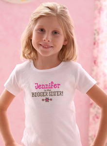 personalized bigger sister t-shirt