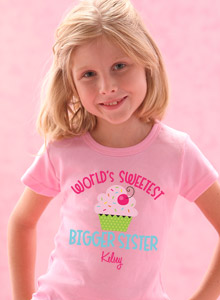 bigger sister monkey with name t-shirt