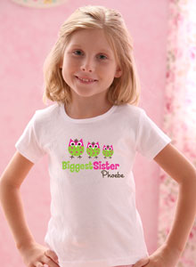 biggest sister with three owls t-shirt