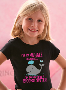 whale of a secret biggest sister t-shirt
