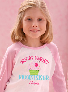 bigger sister monkey with name t-shirt