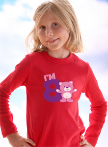 girls 8th birthday teddy bear t-shirt