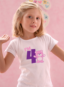 birthday age four t-shirt with teddy bear