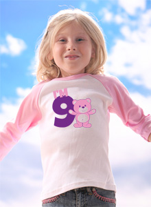 girls 9th birthday teddy bear t-shirt