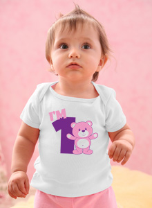 birthday age one t-shirt with teddy bear