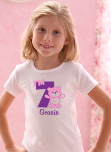 girls 7th birthday teddy bear t-shirt