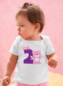 birthday age two t-shirt with teddy bear