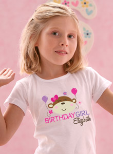 birthday girl monkey with name t-shirt