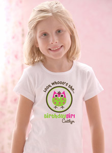 girls birthday girl owl t-shirt