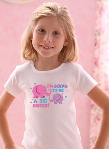 big sister elephant with name t-shirt