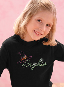 girls personalized witch hat shirt