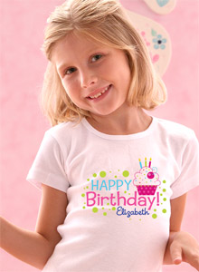 girls happy birthday cupcake t-shirt