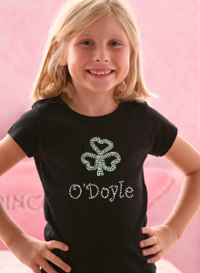 girls personalized irish clover t shirt