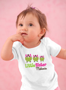 little sister with three owls t-shirt