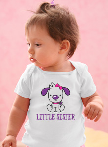 little sister puppy with name t-shirt