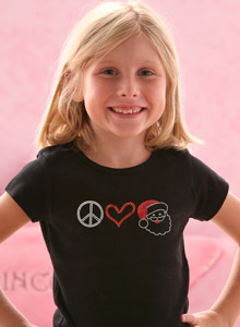 girls peace love santa shirts