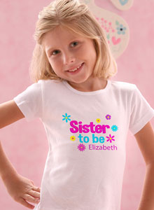 sister to be t-shirt with flowers