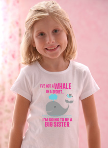 whale of a secret big sister pregnancy announcement t-shirt