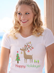 happy holiday reindeer t-shirt