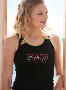 monogrammed hearts t shirts