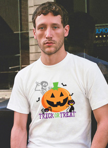 mens trick or treat pumpkin t-shirt