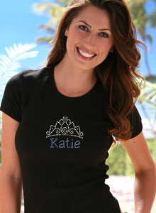 rhinestone name crown t shirt