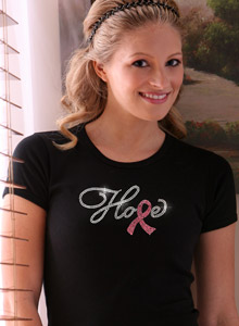 rhinestone hope ribbon t-shirt