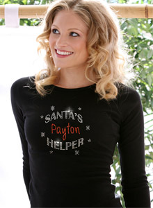 rhinestone santa's helper t shirt