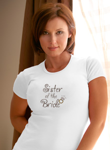 sister of the bride ring t-shirt