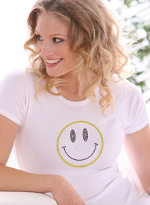 rhinestone smiley face t shirt