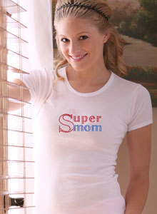 rhinestone super mom t shirt