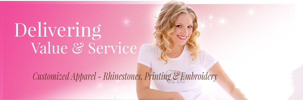 wholesale rhinestone clothing and shirts plus embroidery and printing